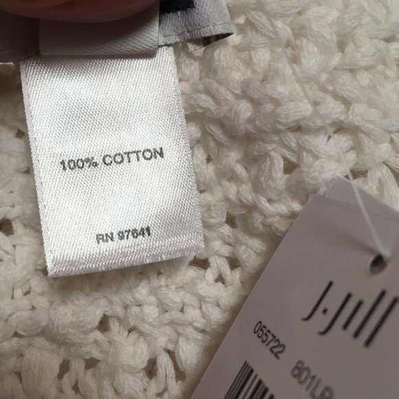 J Jill White Sweater with Side Button Detail 3/4 Sleeve NWT - Size L Petite - Picture 6 of 7